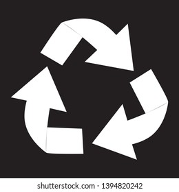 Recycle icon vector isolated on black background. Trendy recycle icon in flat style. Template for sticker, symbol, logo, app and label. Creative concept, eco recycling sign. Vector illustration