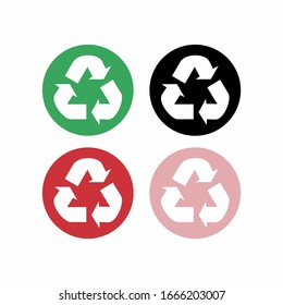 Recycle icon vector isolated on white background. Recycling arrows flat vector