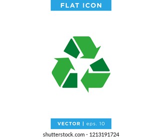 Recycle Icon Vector Logo Design Template. Green Color.