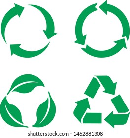 Recycle icon vector on white background. Recycle Recycling set symbol vector  New trendy recycle vector icon for app, logo, web, ui