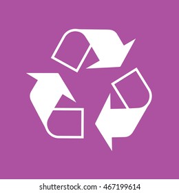 Recycle icon vector. Purple background