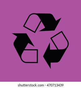 Recycle icon vector. Purple background