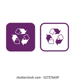 Recycle icon vector. Purple and white