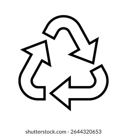 Vetor do ícone Reciclar. Sinal de ilustração de materiais recicláveis. Símbolo do lixo. Logotipo ecológico. Ícone da Web do botão Reciclar. Símbolo ecológico. 