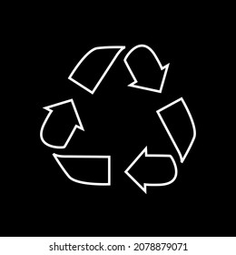 Recycle icon vector. Recycling and rotation arrow icon trendy flat style. Recycling icon image, Recycling icon illustration isolated on black background