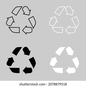 Reciclar vector de icono. Icono de flecha de reciclaje y rotación trendy estilo plano. Imagen de icono de reciclaje, ilustración de icono de reciclaje aislada en fondo gris