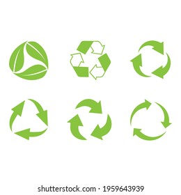 Recycle icon vector set. Best recycle symbol. Isolated on a blank background. Can be edited and changed colors. Green color.
