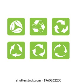 Recycle icon vector set. Best recycle symbol. Isolated on a blank background. Can be edited and changed colors. Green color.