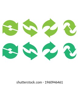 Recycle icon vector set. Best recycle symbol. Isolated on a blank background. Can be edited and changed colors. Green color.