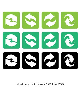 Recycle icon vector set. Best recycle symbol. Isolated on a blank background. Can be edited and changed colors. Green color.