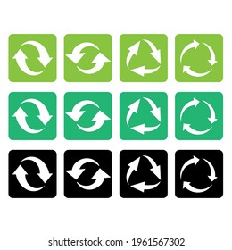 Recycle icon vector set. Best recycle symbol. Isolated on a blank background. Can be edited and changed colors. Green color.
