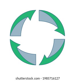 Conjunto de vectores de icono de reciclaje. Mejor símbolo de reciclaje. Aislado en un fondo en blanco. Se pueden editar y cambiar los colores. Color verde.	