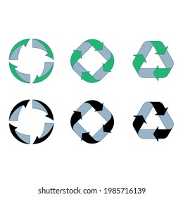 Recycle icon vector set. Best recycle symbol. Isolated on a blank background. Can be edited and changed colors. Green color.	