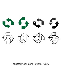 Recycle icon vector set. Best recycle symbol. Isolated on a blank background. Can be edited and changed colors.