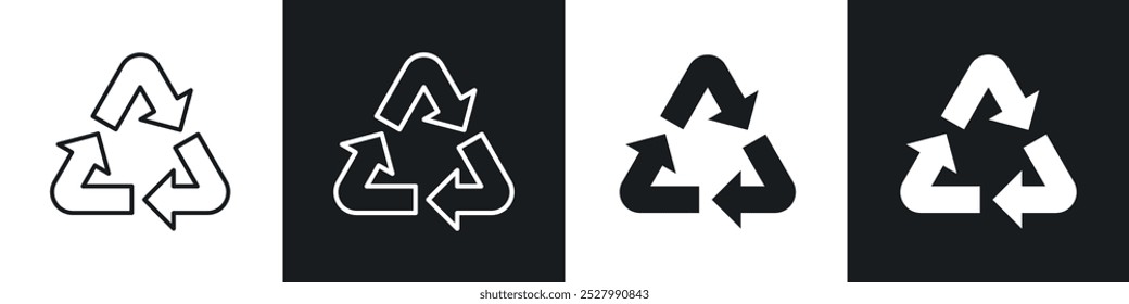 Recycle icon vector icon set black filled and outlined style.