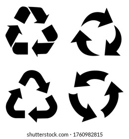 Recycle icon vector set on white background.