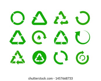 Recycle icon vector set. Recycling signs, reuse logo design template