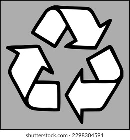 Recycle icon vector silhouette isolated on gray background