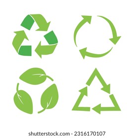 Recycle icon vector silhouette isolated on white background
