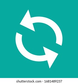 Recycle icon. For websites and apps. Image on turquoise background. Flat line vector illustration. EPS 10