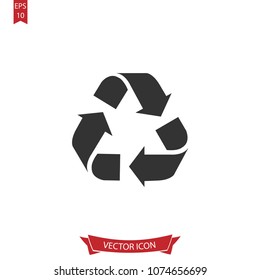 Recycle icon,recycling vector sign isolated on white background.Simple illustration for web and mobile platforms.
