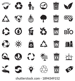 Recycle Icons. Black Flat Design. Vector Illustration.
