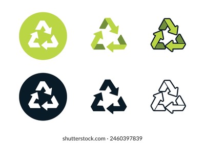 Recycle icons collection in different style flat vector illustration set