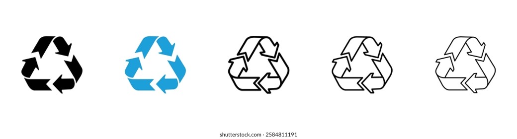 Recycle icons collection vectors in black and blue