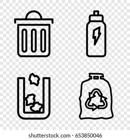 Recycle icons set. set of 4 recycle outline icons such as trash bin, trash bag, delete trash bin