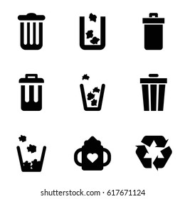 Recycle icons set. set of 9 recycle filled icons such as trash bin, baby bottle, recycle