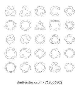 Recycle icons set. Line collection of recycle label vector for web isolated on white background.