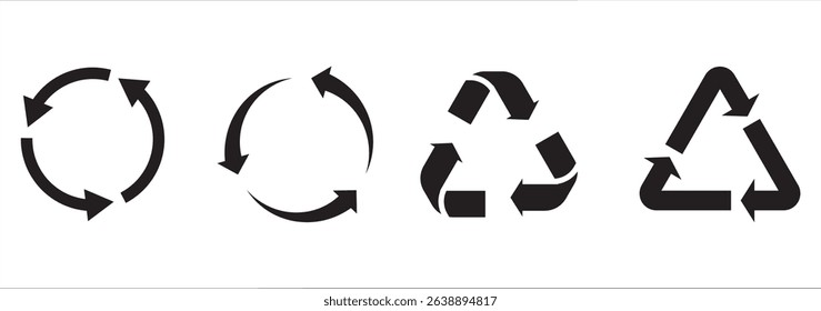 Recycle icons set sign and symbol. Recycle sign or Packaging sign.  International symbol used on packaging to remind people to dispose. Variety colors Recycle and Packing types of a design. 
