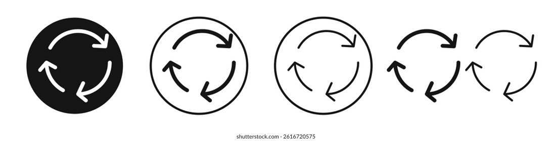Recycle icons set in solid black and stroke line style