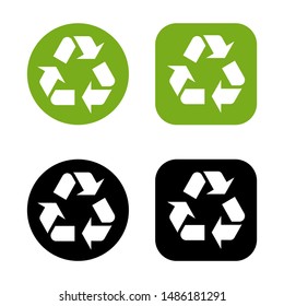 Recycle icons set vector logo template black and green color isolated on white background