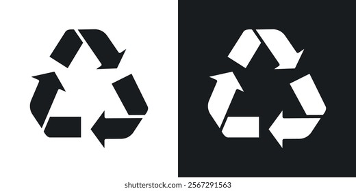 Recycle icons in solid black and white colors