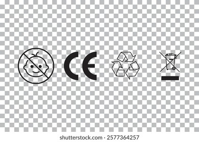 Recycle Icons and Symbols isolated on transparent background