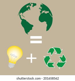 Recycle + Idea = green world , eps10 vector format