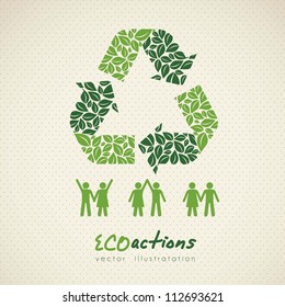 Recycle illustration of silhouettes isolated over gray background, vector illustration