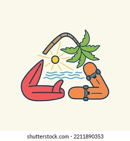 recycle illustration surfboard graphic skateboard design vintage tropical t shirt beach