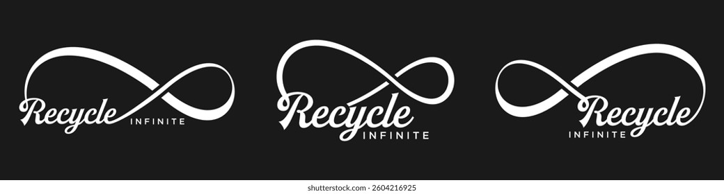 recycle Infinity logo design, wordmark recycle with Infinity icon combination, vector illustration