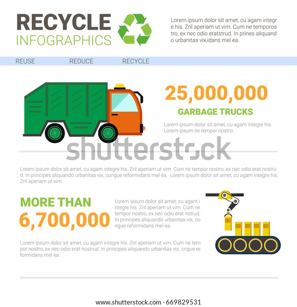 Recycle Infographic Banner\
Waste Truck Transportation Sorting Garbage Concept Vector\
Illustration