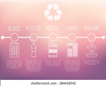 Recycle infographic with garbage icons, vector trash concept