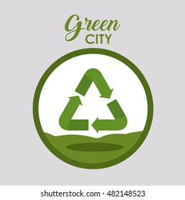 Recycle inside button icon. Eco and green city theme. Colorful design. Vector illustration