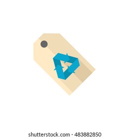 Recycle label icon in flat color style. Environment ecology eco friendly reusable