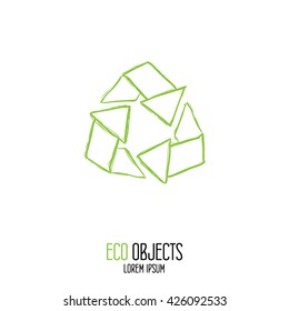 Recycle label. Original hand drawn high quality vector object.