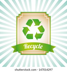 recycle label over grunge background vector illustration 