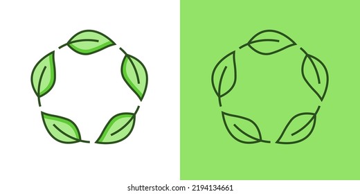Reciclar el vector de diseño de iconos circular y de contorno. Ilustración del símbolo de sostenibilidad de la ecología de energía limpia.	