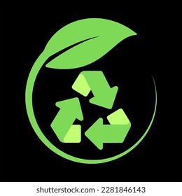 recycle leaf element logo type  vector on white 