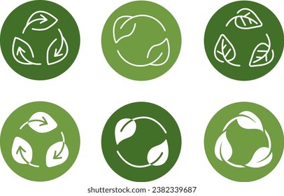 Recycle Leaf green leaves Eco friendly circle logo symbol icon vector illustration graphic design set