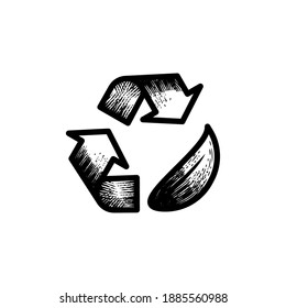 recycle leaf hand drawn icon vector illustration